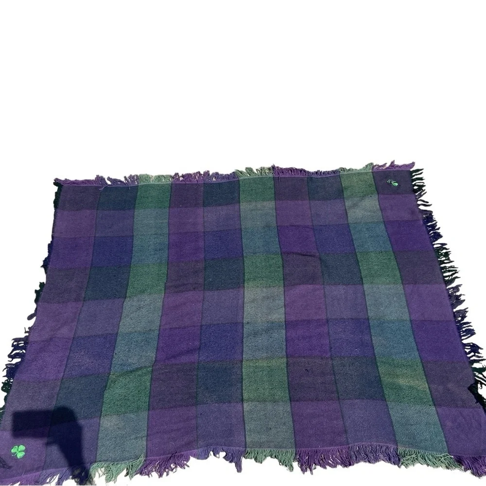 Irish Purple/Blue & Green Fringe Park Blanket☘️